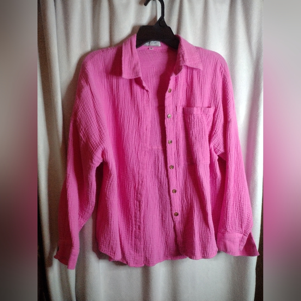 🔥Bright Pink Gauze Like Shirt